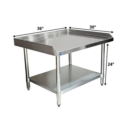 NSF Certified 18 Gauge Heavy Duty Stainless Steel Equipment Grill Stand with Undershelf for Kitchens, Utility Rooms, Caterers & Auto - size: 36"x30"
