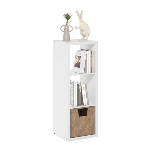 Furinno Cubicle Book Shelf, 3-Cube Bookshelf, Extra Thick Frame Horizontally & Vertically Reversible Bookcase with Open Back, 14.6" x 16" x 44", for Living Room, Bedroom, Home Office, White - color: White, size: 3-Cube