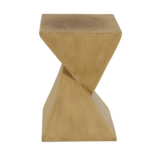 Modern Geometric Side Table with Sleek Matte Finish for Living Room, Bedroom, or Entryway Decor (Light Natural + Magnesium Oxide)