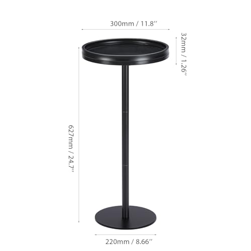 Black Industrial Martini Table,Round Drink Table,Modern Pedestal Side Table with Black Wood Grain Tray Top, Weighted Metal Base End Table for Living Room,Small Spaces,Next to Sofa, 24.7" Tall - color: Black