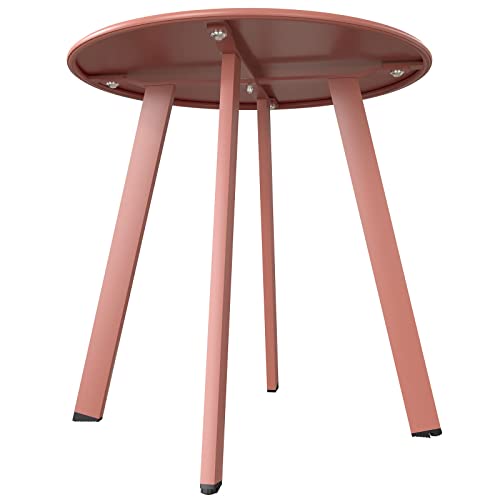 Grand patio Outdoor Side Table Round End Table with Square Feet Small Accent Table Great for Patio Balcony - color: Rose Dawn