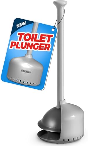 FORASTO Toilet Plunger with Holder - Heavy Duty Bathroom Cleaning Tools | Plungers for Bathroom, Toilet Bowl Cleaners, Apartment Must Haves, Bathroom Decor Accessories, Home Essentials, Charcoal Gray - color: Charcoal Gray, size: 1Pack