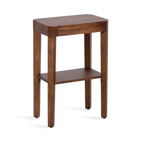 Kate and Laurel Talcott Modern Rectangle Wood Side Table, 16 x 10 x 25, Walnut Brown, Transitional Decorative Two-Tier End Table for Use as a Bedroom Nightstand or Living Room Accent - color: Walnut Brown, size: 16x10x25
