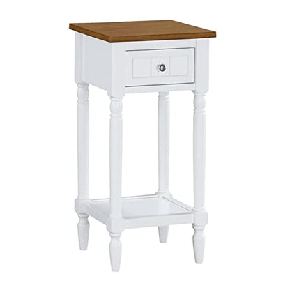 Convenience Concepts French Country Khloe 1 Drawer Accent End Table 14" - Traditional Farmhouse Side Table with Storage Drawer and Shelf for Living Room, Driftwood/White - color: Driftwood/White