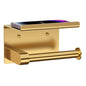 Bntuk Toilet Paper Holder with Phone Shelf Stainless Steel Wall Mounted Toilet Paper Roll Holder - Rustproof and Bathroom Washroom Tissue Roll Holder with Shelf - Gold - color: Gold