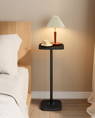 Small Side Table, Drink Table for Small Spaces, Square Martini Table with Pedestal, for Living Room, Bedroom, Black TBZ24BB - color: Black