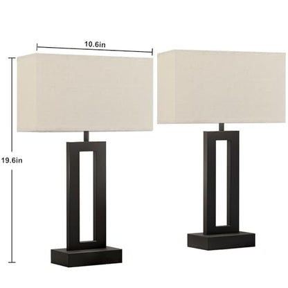Seealle Bedroom Lamps for Night Stands - Touch Control, 3 Way Dimmable, USB C+A Charging, LED Bulbs, Easy Assembly - color: A. Beige&Black, size: Medium(19.6in)