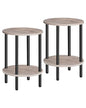 CHOEZON Side Table Set of 2, Round End Table, 2-Tier Small Nightstand with Sturdy Metal Tube, Industrial Coffee Table, for Living Room, Bedroom, Greige and Black TBZ01P2BG - color: Greige + Black