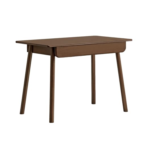 100% Solid Wood Desk with Drawers, Mid Century Modern Writing Desk, Walnut Color Office Desk for Study Bedroom Living Room 31.49" W - color: Walnut-rubberwood-4, size: 31"W