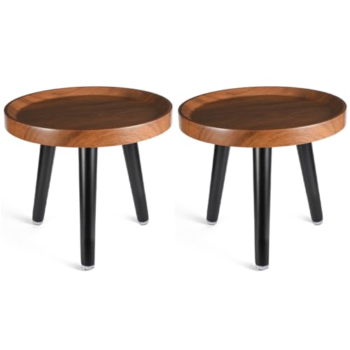 KGPLOME Indoor Plant Stand,Tall Stand with Raised Design(Walnut,12x10.8 in) | 2 Pack Wood Mid Century Plant Table in Walnut Finish,Plant Stand for Flower Pot,Modern Round Small Side End Table - color: Walnut, size: 12"x10.8" 2 Pack
