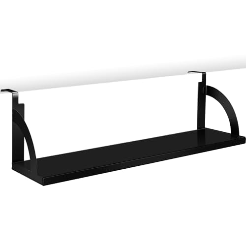 Tandefio Office Cubicle Shelf 24" Hanging Cubicle Storage Organizer File Hanging Shelf Accessories Storage Organizer Bookshelf with Hooks for Home Desk, Black - color: Black