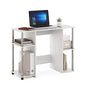 Furinno JAYA Desk, 38.4" Wide Gaming Desk, Computer Study Desk, Office Desk with Side Shelves, Open Storage, for Home Office, Bedroom, Dorm, Study Room, White Oak/Stainless Steel - color: White Oak/Stainless Steel