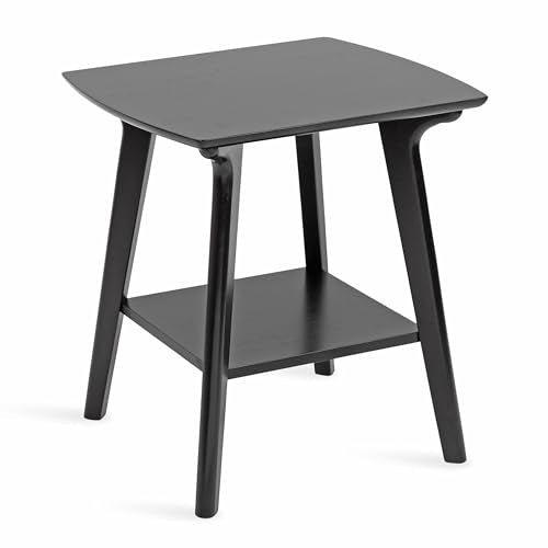 Kate and Laurel Louena Mid-Century Rectangle Wood Side Table, 22 x 20 x 24, Black, Modern Decorative Two-Tier End Table for Use as a Bedroom Nightstand or Apartment Living Room Accent