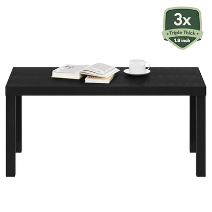 Furinno CLASSIC Coffee Table, Modern Rectangle Printer Stand, Black | 1.8" Triple Thick Tabletop, Toolless Assembly, Side Table, for Living Room, Home Office - color: Black, size: Rectangle