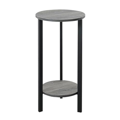 Convenience Concepts Graystone 2 Tier Tall Plant Stand 31" - Industrial Stand for Plants, Vases, and Antiques, Urban Modern Design for the Living Room, Hallway, Entryway, Weathered Gray/Black - color: Weathered Gray/Black