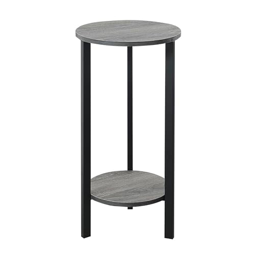 Convenience Concepts Graystone 2 Tier Tall Plant Stand 31" - Industrial Stand for Plants, Vases, and Antiques, Urban Modern Design for the Living Room, Hallway, Entryway, Weathered Gray/Black - color: Weathered Gray/Black