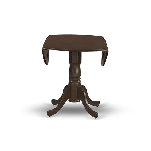 East West Furniture DLT-ESP-TP Dublin Modern Kitchen Table - a Round Dining Table Top with Dropleaf & Pedestal Base, 42x42 Inch, Espresso - color: Dlt-esp-tp