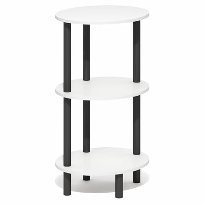 Furinno Turn-N-Tube Side Table, 3-Tier Oval End Table, Night Stand, Bedside Table, for Living Room, Bedroom, White/Black - color: White/Black, size: 1-Pack, Plastic Frame, 3-Tier, 27.6 Inches Tall
