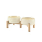 SPUNKYJUNKY Elevated Dog Bowls Ceramic, 5.1'' Dogs and Cat Food Water Bowls Raised with Non-Slip Bamboo Stand for Puppy Small Sized Breed Microwave Dishwasher Safe - 13.5 OZ,Beige - color: Beige, size: 5.1 in - 1.7 cups