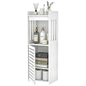 4-Tier Narrow Bathroom Cabinet, 9.8" W X 29.5" H | White PVC Material, Rack, Holder, Fits Small Spaces, for Toilet Side, Laundry Room, Kitchen, Easy Assembly - size: 7.9"D x 9.8"W x 29.5"H