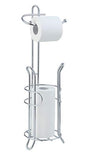 SunnyPoint Freestanding Toilet Paper Holder with Storage – Holds 3 Spare Rolls, Heavy-Duty Steel, Chrome Finish, Easy Assembly, Space-Saving Bathroom Organizer - color: Chrome