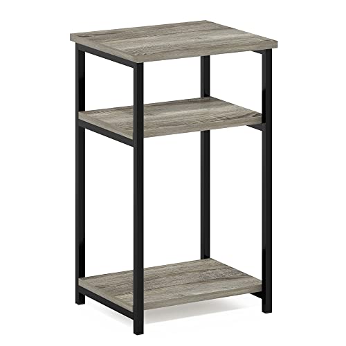 Furinno Just 3-Tier Metal Frame End Table with Storage Shelves, 1-Pack, French Oak - color: French Oak, size: 1-Pack, Metal Frame, 3-Tier