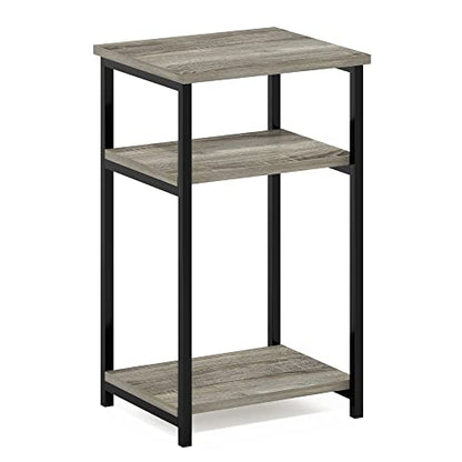 Furinno Just 3-Tier Metal Frame End Table with Storage Shelves, 1-Pack, French Oak - color: French Oak, size: 1-Pack, Metal Frame, 3-Tier