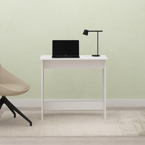 Essen Study Desk, Computer Desk, Writing Desk with for Home Office, White - color: White