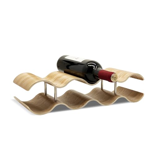 2-Tier Wine Rack Countertop, 7 Bottles Wooden Wine Holder Inserts for Cabinet, Freestanding Wine Shelf Storage Organizer for Bar or Pantry - color: 2 Tier / Natural
