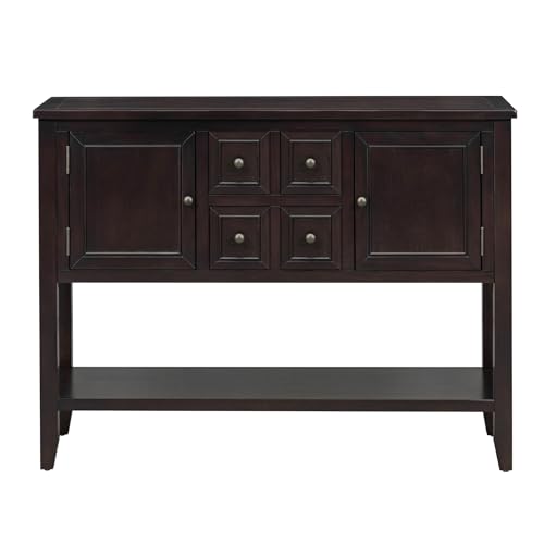 P PURLOVE Console Table Buffet Sideboard Sofa Table with Storage Drawers Cabinets and Bottom Shelf (Espresso) - color: Espresso