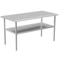 Stainless Steel Table for Prep & Work, 30x58 Inches, Metal Commercial Heavy Duty Table with Adjustable Under Shelf for Restaurant, Home and Hotel - size: 30x58in