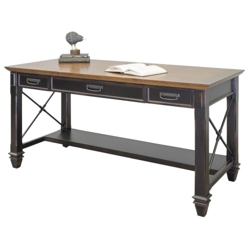 Martin Furniture Hartford Wood Brown Writing Desk, Office Workstation, Home Study Furniture, Elegant Sturdy Frame, Classic Professional Table, Minimalist Design Suite - color: Distressed Black