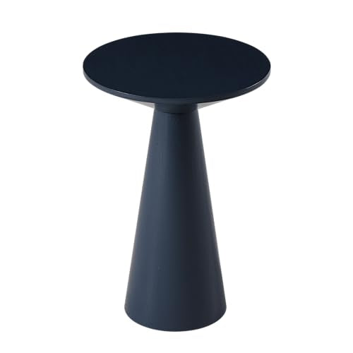 COZAYH Small Pedestal End Table Round Farmhouse Martini Table Wood Plant Stand Rustic Drink Table for Small Space Living Room, Dark Blue - color: Dark Blue