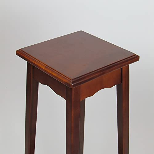 Wayborn Cedar Brown Birchwood Smooth Finish Pedestal Plant Stand, 11.5″X11.5″X39″, Assembly Required, Wooden pedestal