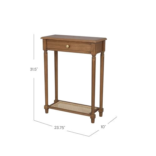 East at Main Lenora Console Table – 23.75” Narrow Entryway Table with Storage & Cane Shelf – Solid Wood Accent Table for Hallways, Foyers, and Small Spaces – French Country & Traditional Style | 23.75-inch slim hallway table with cane shelf, solid wood fr