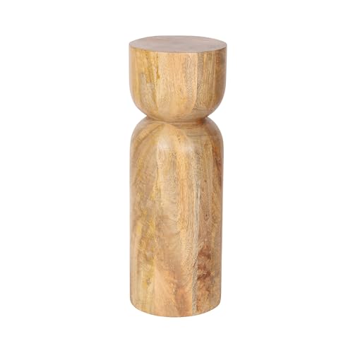 Kate and Laurel Teo Transitional Mango Wood Drink Table, 8 x 8 x 22, Natural Wood, Modern Sculptural Bedroom Nightstand with Unique Pedestal Table Design for Use as Indoor Plant Stand - color: Natural