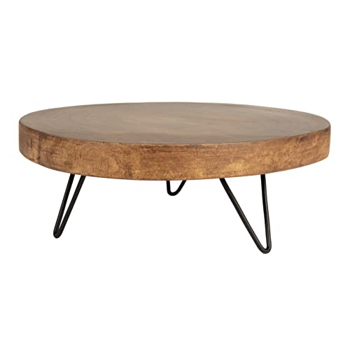 Creative Co-Op Decorative Paulownia Wood Pedestal, Dark Brown - color: Dark Brown, size: 9"