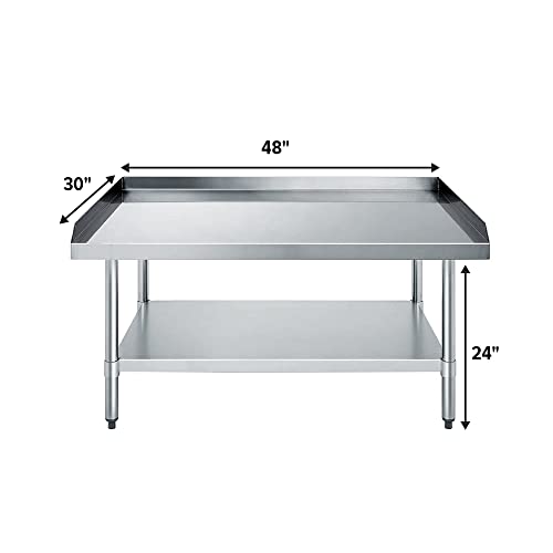 Stainless Steel Equipment Grill Stand with Adjustable Undershelf | Heavy Duty 18-Gauge Top | NSF Certified for Commercial Kitchens & Utility Spaces (30" x 48") - size: 48"x30"