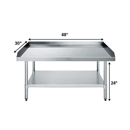 Stainless Steel Equipment Grill Stand with Adjustable Undershelf | Heavy Duty 18-Gauge Top | NSF Certified for Commercial Kitchens & Utility Spaces (30" x 48") - size: 48"x30"