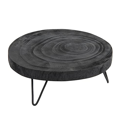 Creative Co-Op Decorative Paulownia Wood Pedestal, Black, 11" - color: Black, size: 11"