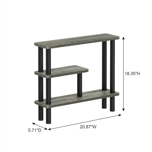 Furnifact Gray Slim Space Saving Entryway Storage Rack, Composite Wood, 4 Shelves, Compact Wall-Side Organizer for Hallway and Closet