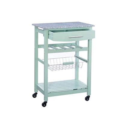 Linon Kitchen Island, Green, 15.75 x 22.83 x 33.86 Inches - color: Green and Granite, style: Whitney