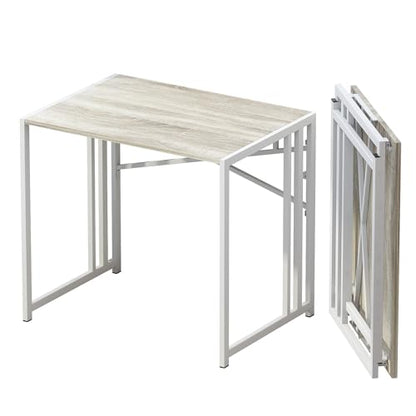Lutown-Teen Small Folding Desk 32 inch, No Assembly Required Small Office Desk, Writing Gaming Computer Camping Desk, Beige - color: Beige, size: 32 Inch