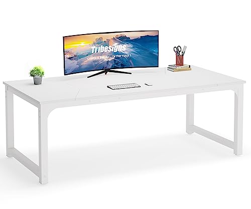Tribesigns Modern Computer Desk, 78.7 x 39.4 inch X Large Executive Office Desk Computer Table Study Writing Desk Workstation for Home Office,White - color: White, size: 78.7*39.4 inch