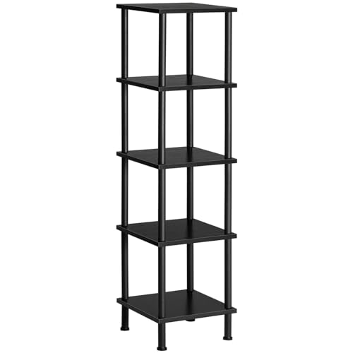 HOOBRO 5-Tier Corner Shelf Stand, Corner Square Rack Display Shelf, Tall Storage Rack Plant Stand, Corner Bookcase for Small Spaces, Living Room, Home Office, Kitchen, Black BK50CJ01 - color: Black, size: 11.8"L x 11.8"W x 45.3"H