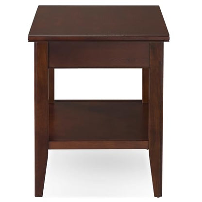 Leick Home Laurent End Table, Solid Wood, 1 Storage Drawer, Bottom Display Shelf, Easy-Assembly, For Living Room/Bedroom, Chocolate Cherry, 20.0 in. L x 24.0 in. W x 24.0 in. H, 10507 - color: Chocolate Cherry