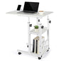 Adjustable C Table,Over Bed Table with Wheels,Rolling Side Table, Over Bed Table with Wheels, Bedside Table, for Sofa Side Small Space, Stable Multi Storage Desk (White) - color: White