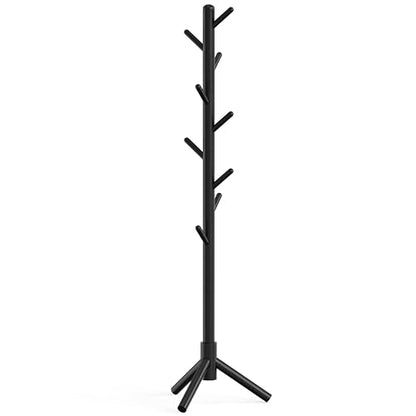 Simple Houseware Wooden Coat Rack Stand, Hall Tree with 9 Hooks, Black | Adjustable Tree Rack for Entryway, Hallway, Bedroom, Office - color: Black, style: Wooden