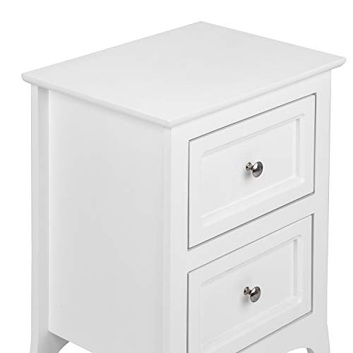 Bonnlo White Nightstand with 2 Drawers, Night Stands for Bedrooms, Small Bed Side Table/White Night Stand with Drawers for Small Spaces, College Dorm, Kids’ Room, Living Room, French, 16W x 12D x 24H - color: White
