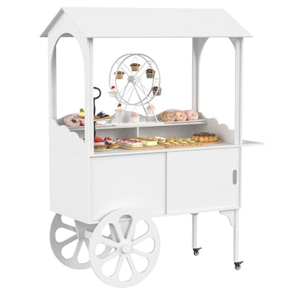 GDLF Candy Cart for Party - Cake Stand - Dessert Cart with Wheels & Storage Cabinet for Wedding, Baby Shower, Birthday & Party Decor